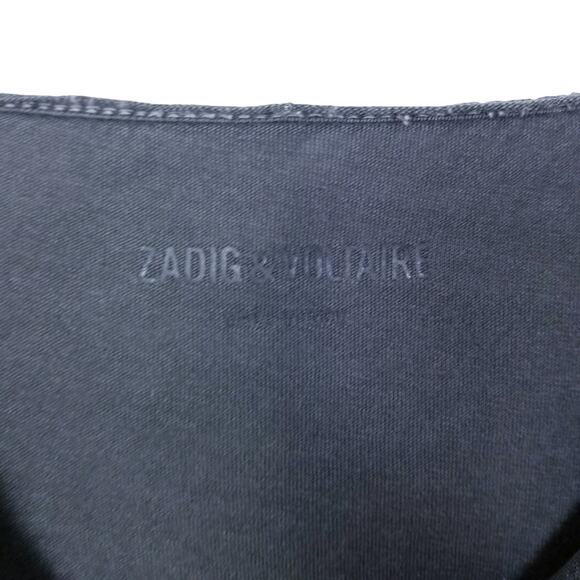 Zadig & Voltaire Tunisien MC Glitter Skull Black S/S T-Shirt - Size M - Picture 7 of 8